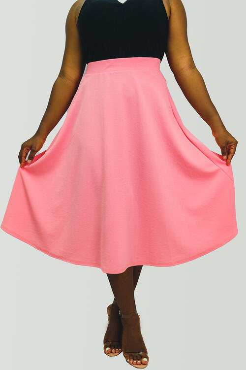 Midi Flare Pink Skirt: $64.99