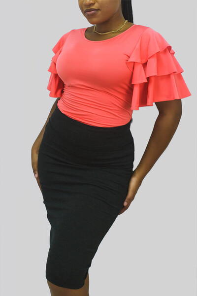 Layered Bell Sleeve Coral Top: $54.99
