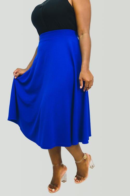 Midi Royal Blue Flare Skirt: $64.99