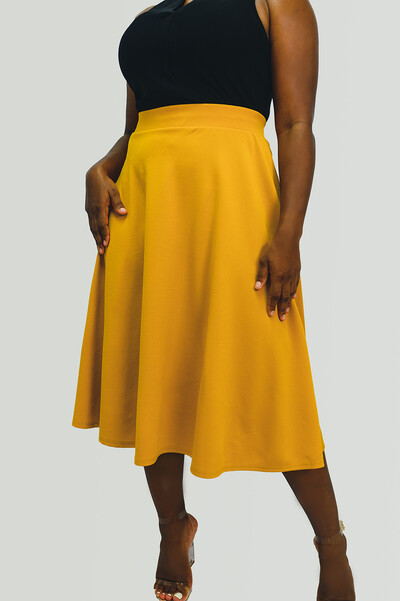 Midi Skirt Flare Mustard: $64.99