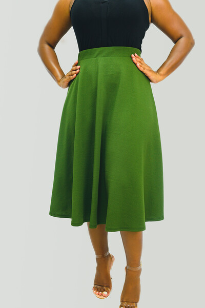 Flare Midi Skirt Hunter Green : $64.99